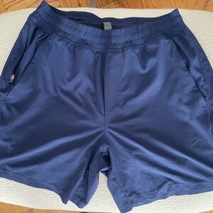 Men's Navy Blue Lululemon Pace Breaker lined 7in Athletic Shorts